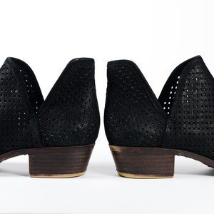 Lucky Brand Perforated Black Suede Booties